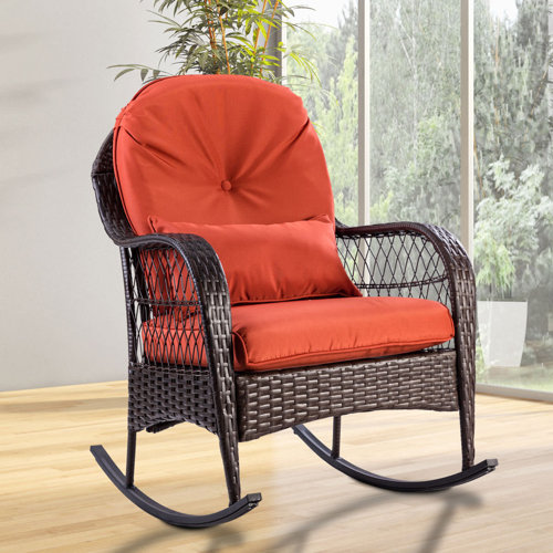 Charlton Home® Outdoor Myrtlewood Rocking Rattan And Steel Frame Chair
